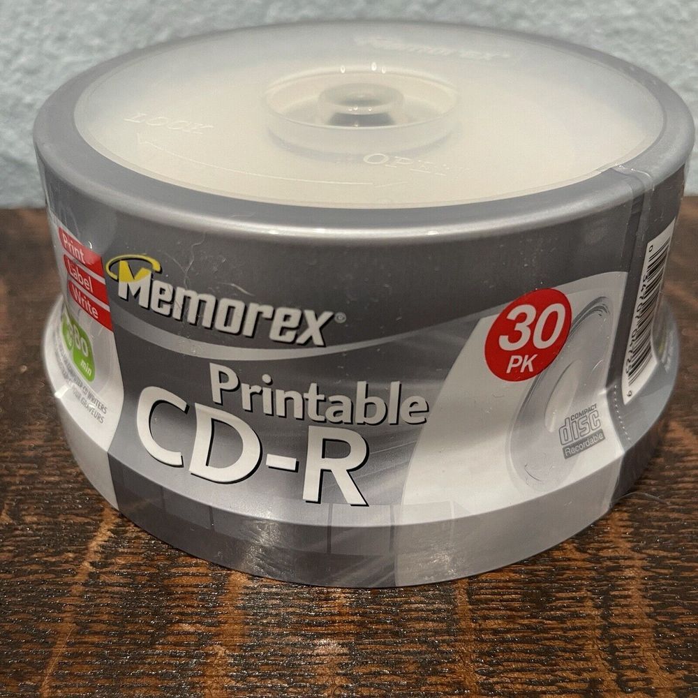 Memorex Printable CD-R 30 Pack 700mb 80min 52x NEW Factory Sealed Data Storage‎